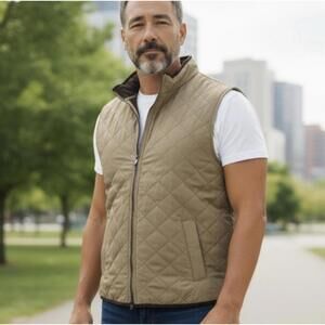 Magaschoni Men’s Quilted Tan Vest Size XL New with Tags